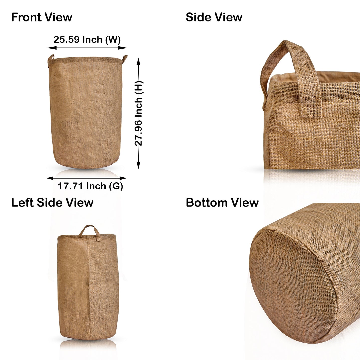 Folding Jute Storage Hampers – Laundry Storage Basket with Handles for Living Room – Blankets, Storing Toys, Books (Set of 8)