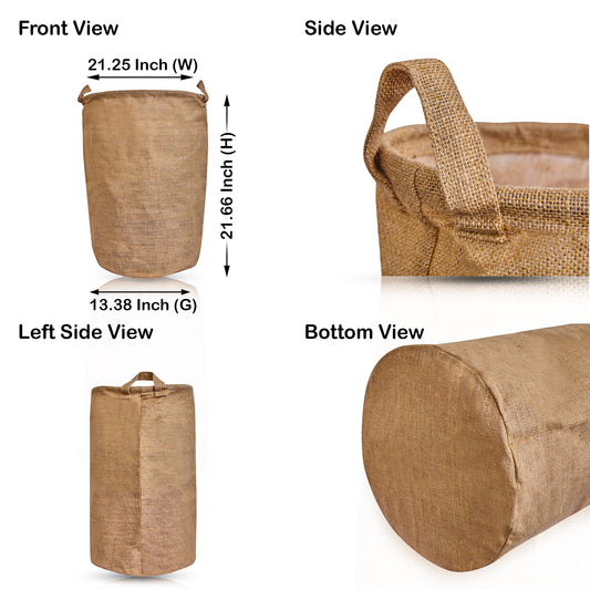 Burlap Jute Storage Baskets – Laundry B Storage Basket with Handles for Living Room, Bedroom – Ideal for Nursery, Toys, Clothes (Packs of 8)