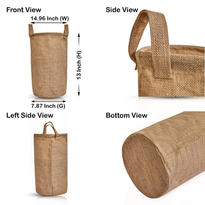 Collapsible Jute Burlap Storage Bins – Handles for Toys, Clothes & Cabinet Organization (Packs of 8)
