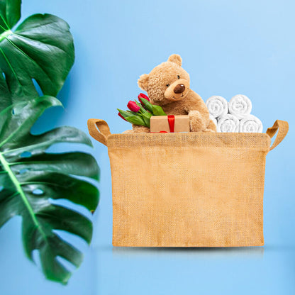 Jute Storage Baskets – Small Wicker Hampers for Clothes, Books, Toys, Natural Bedroom Organizer (Packs of 8)