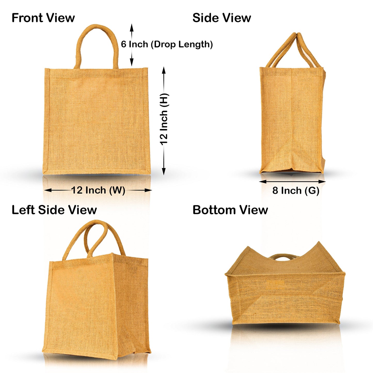 Unisex Jute Tote Bag, Reusable Shopping Bags, Wedding, Gift, Wholesale Burlap Reusable Grocery Bags (Packs of 12)