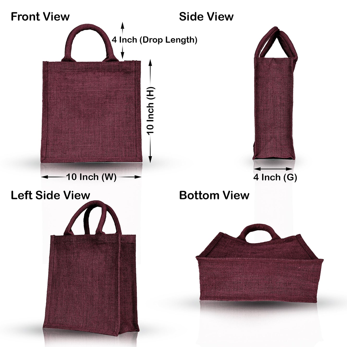 Eco-Friendly Jute Bags – Reusable Burlap Totes for Beach, Grocery, Gifts, Party Favors & Daily Use (Packs of 4)