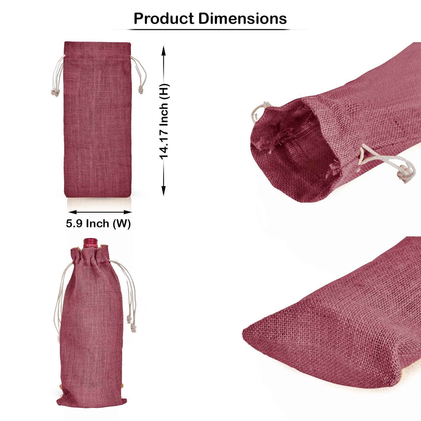 Coloured Jute Wine Bottle Gift Bags – Burlap Pouches with Drawstring, – Eco-Friendly Covers for Events, Parties, Christmas & Gifting (Set of 7)