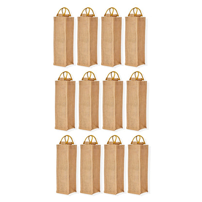 Reusable Jute Wine Bottle Gift Bags s – Ideal for Wine Gifts, Christmas, New Year, Wedding, Parties Favour, Gifting (Packs of 12)