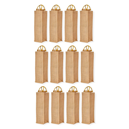 Reusable Jute Wine Bottle Gift Bags s – Ideal for Wine Gifts, Christmas, New Year, Wedding, Parties Favour, Gifting (Packs of 12)