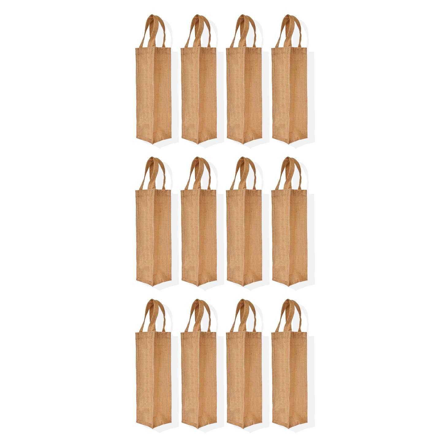 Natural Burlap Jute Wine Tote Bags – Reusable Bottle Gift Bags, Ideal for Wine Gifting, Parties, New Year, Christmas & Weddings (Packs of 12)