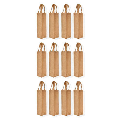 Natural Burlap Jute Wine Tote Bags – Reusable Bottle Gift Bags, Ideal for Wine Gifting, Parties, New Year, Christmas & Weddings (Packs of 12)