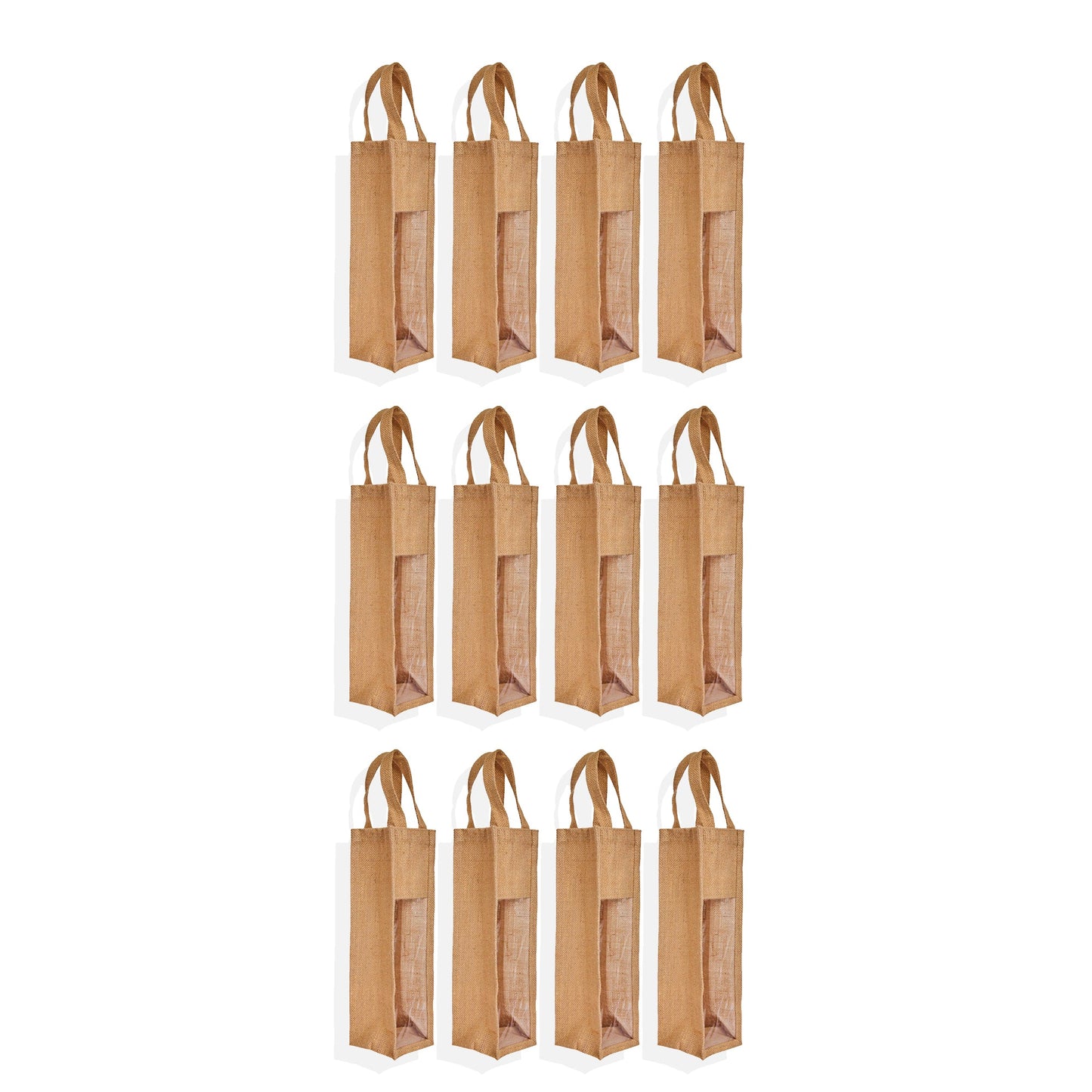Natural Burlap Jute Wine Gift Bags– Reusable Bottle Totes, Ideal for Parties, Weddings, Christmas & Gift Packaging (Packs of 12 )