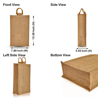 Jute Wine Gift Bags with Cane Handles – 2-Bottle  Burlap Totes for Wine, Christmas, Weddings, New Year & Special Occasions (Packs of 12)