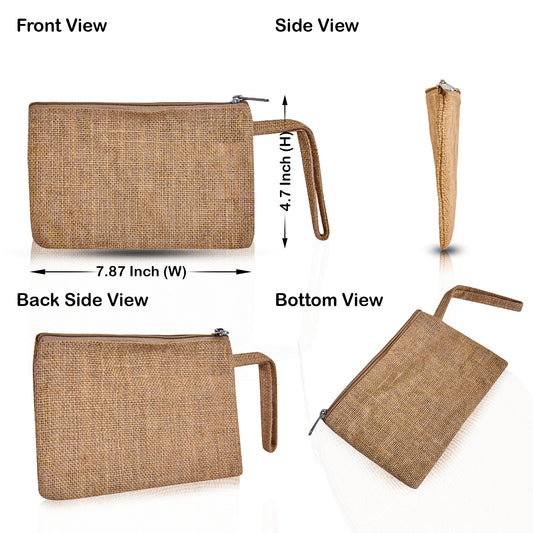 Burlap Cosmetic Bags – Compact Beige Makeup & Toiletry Organizers for Purse or Travel (Set of 16)