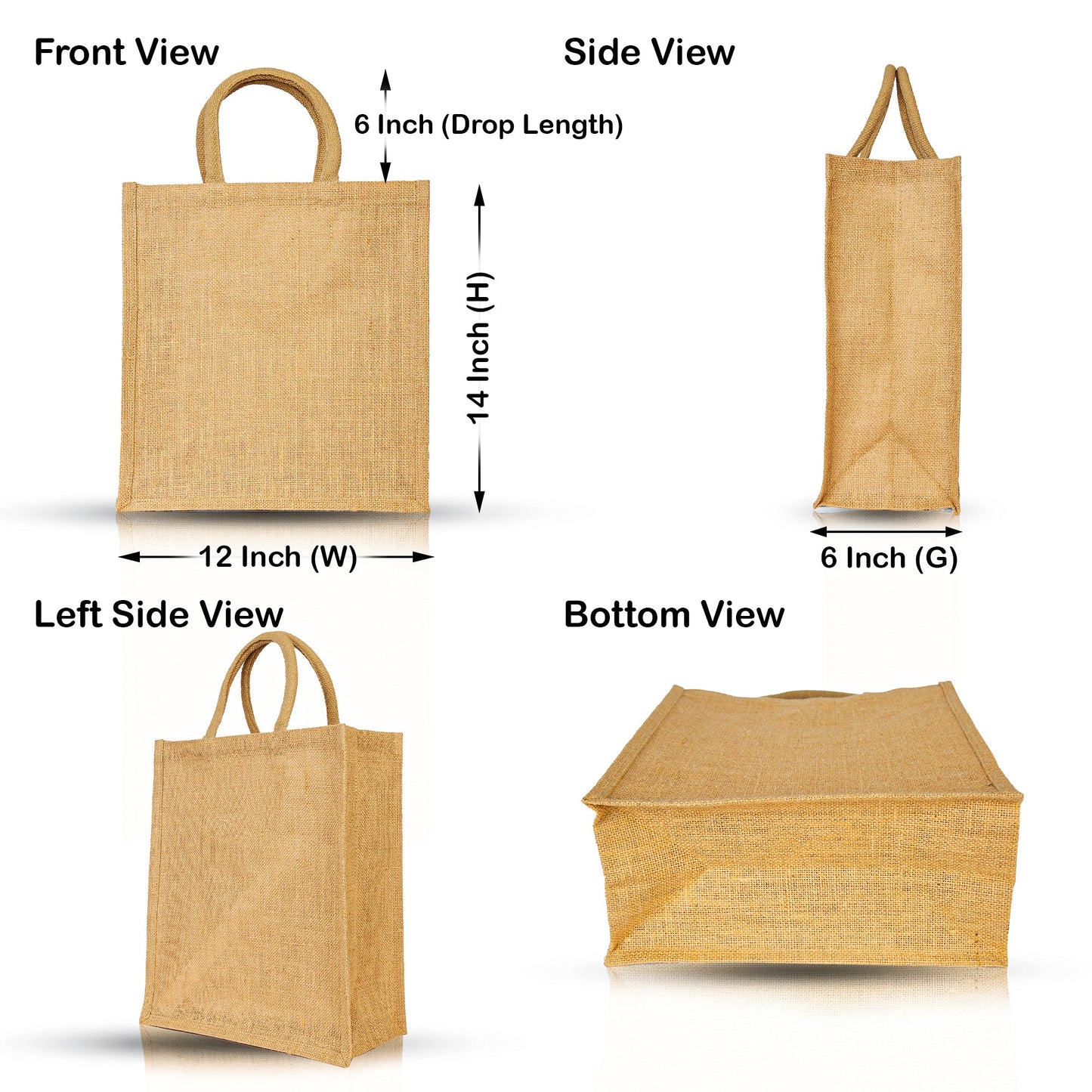 Wholesale Jute Tote Bags, Burlap Gift, DIY, Beach, Wedding Use, Market Promotional Shopping Bags (Set of 8)