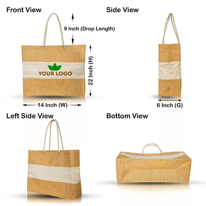 Jute Shopping Bags - Natural Burlap Totes, Reusable for Gifting, Promotions & Daily Use (Packs of 8)