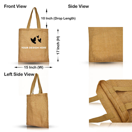 Reusable Jute Burlap Tote Bags with Handles – Eco-Friendly Totes for Beach, Grocery, Weddings & Travel (Packs of 8)