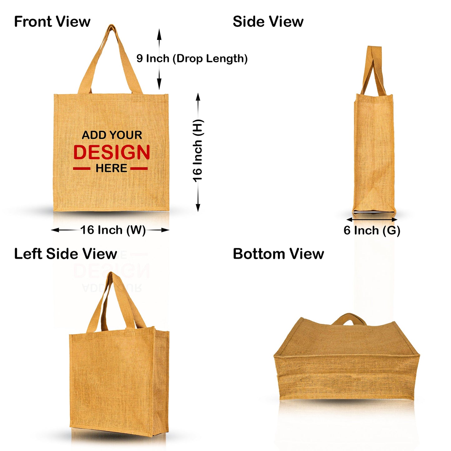 Wholesale Jute Tote Bags with Flat Handles – Reusable Burlap Bags for Women, Weddings & Shopping (Packs of 8)