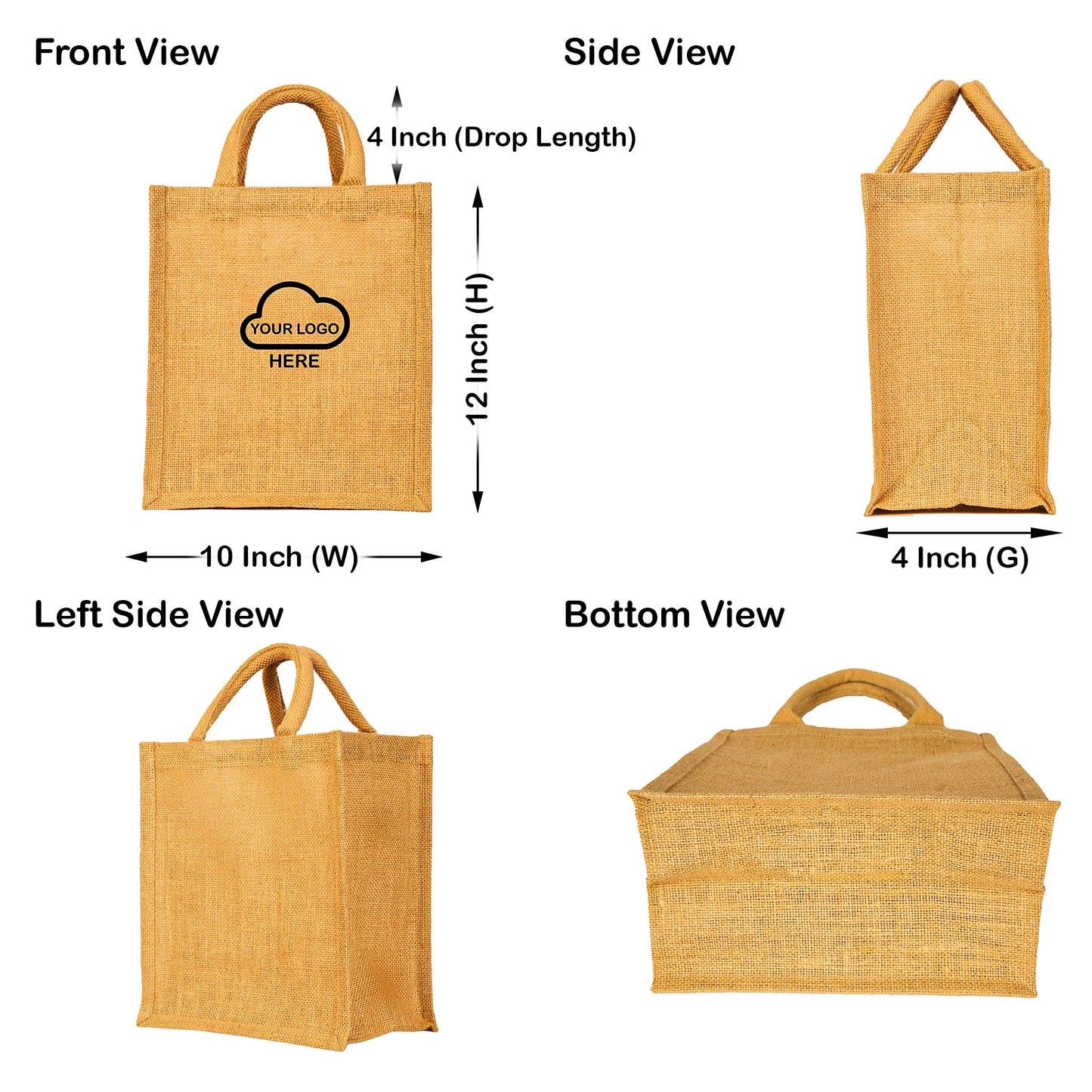 Burlap Jute Tote Bags Wholesale Eco-Friendly Totes for Shopping, Weddings, Gifts & DIY Projects (Set of 8)