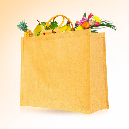 Reusable Jute Tote Bags with Cane Handles – Durable Totes for Shopping, Groceries (Set of 8)