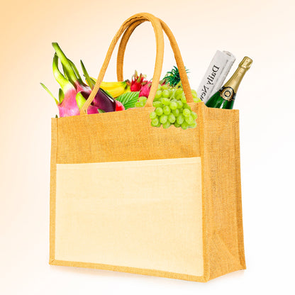 Reusable Jute Tote Bags – Wholesale Durable Totes Bag for Shopping, Beach, Gifts, DIY Crafts, Travel & Wedding (Packs of 8)