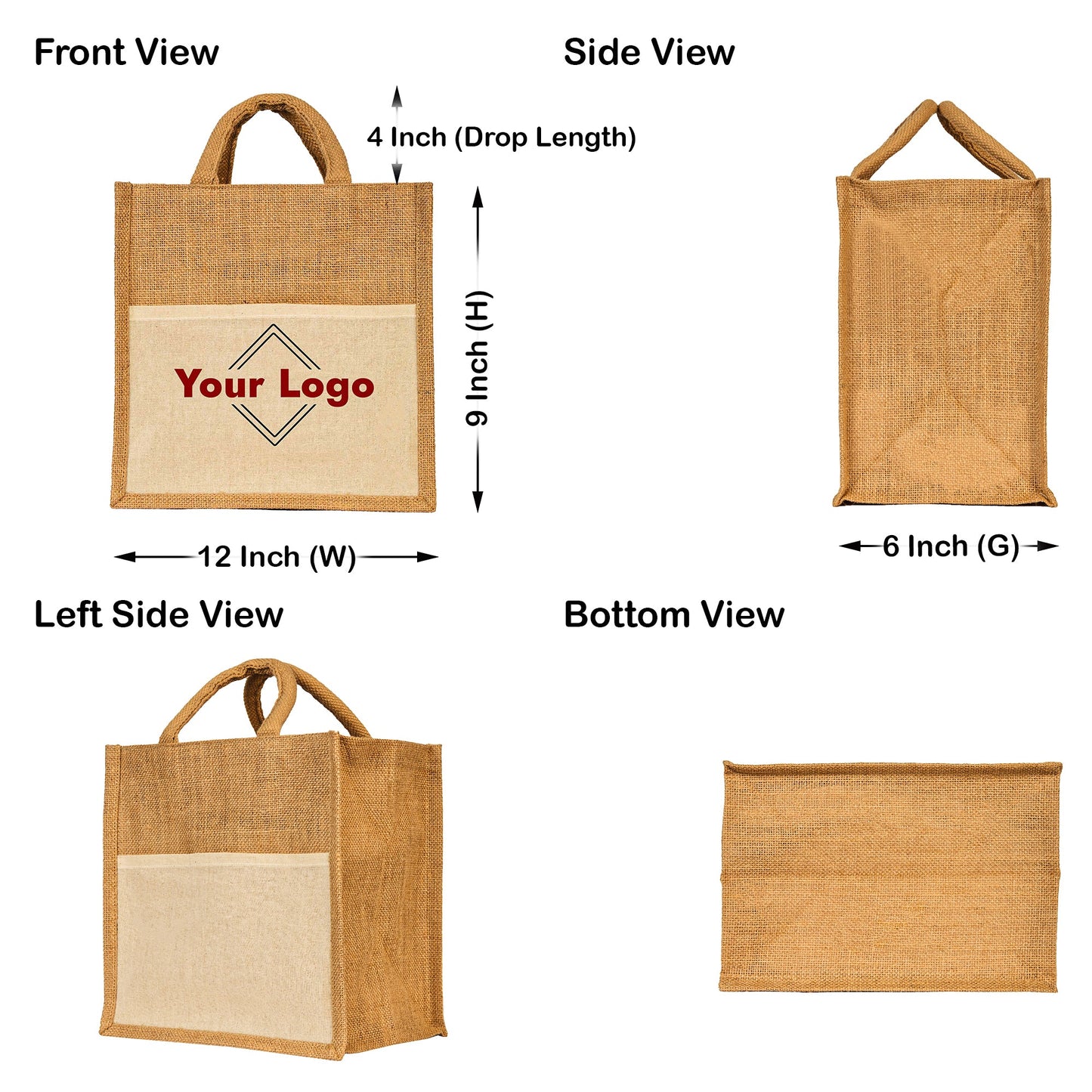 Wholesale Jute Burlap Tote Bags – Reusable Totes for Shopping, Beach, Gifts, DIY Crafts, Travel & Weddings (Packs of 12)