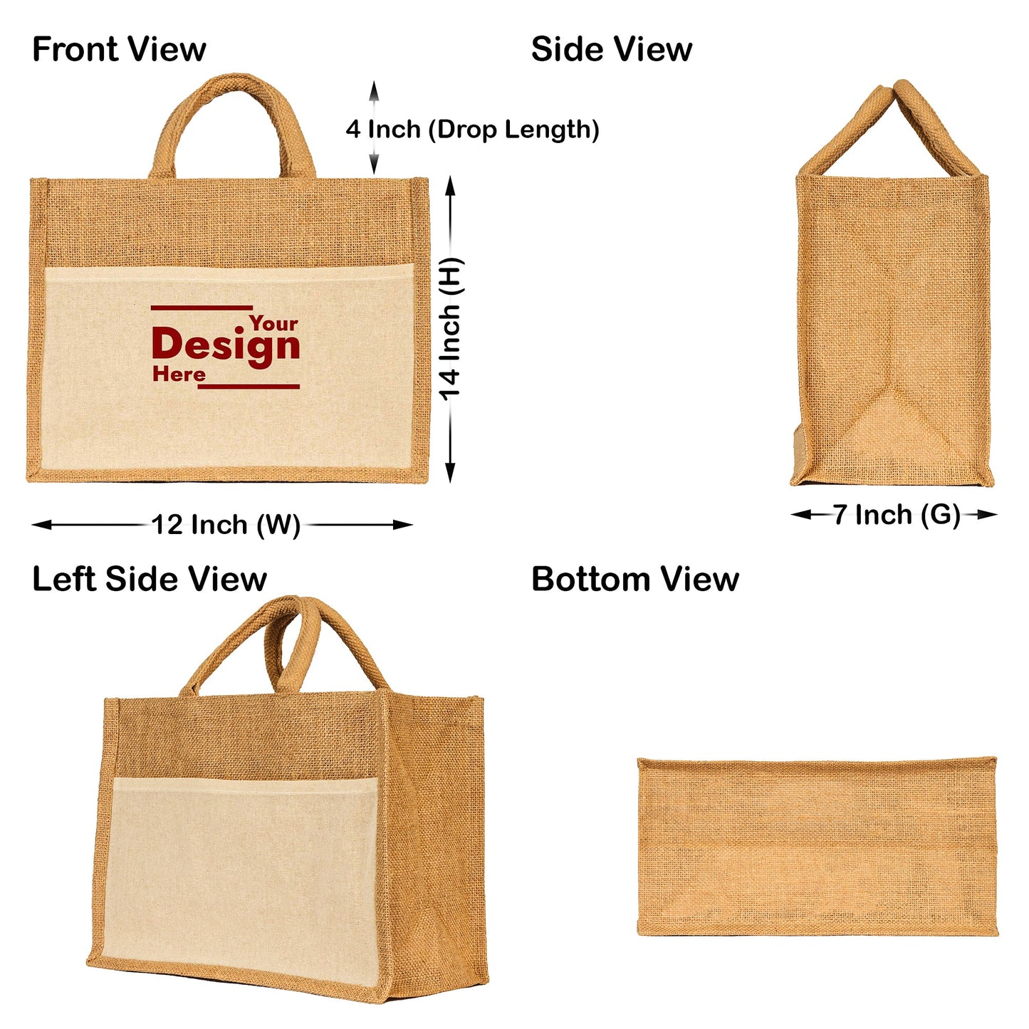 Jute Tote Bags, Wholesale Reusable Burlap Shopping & Beach Bags, DIY Craft Bags for Gifts, Travel, Wedding (Set of 8)