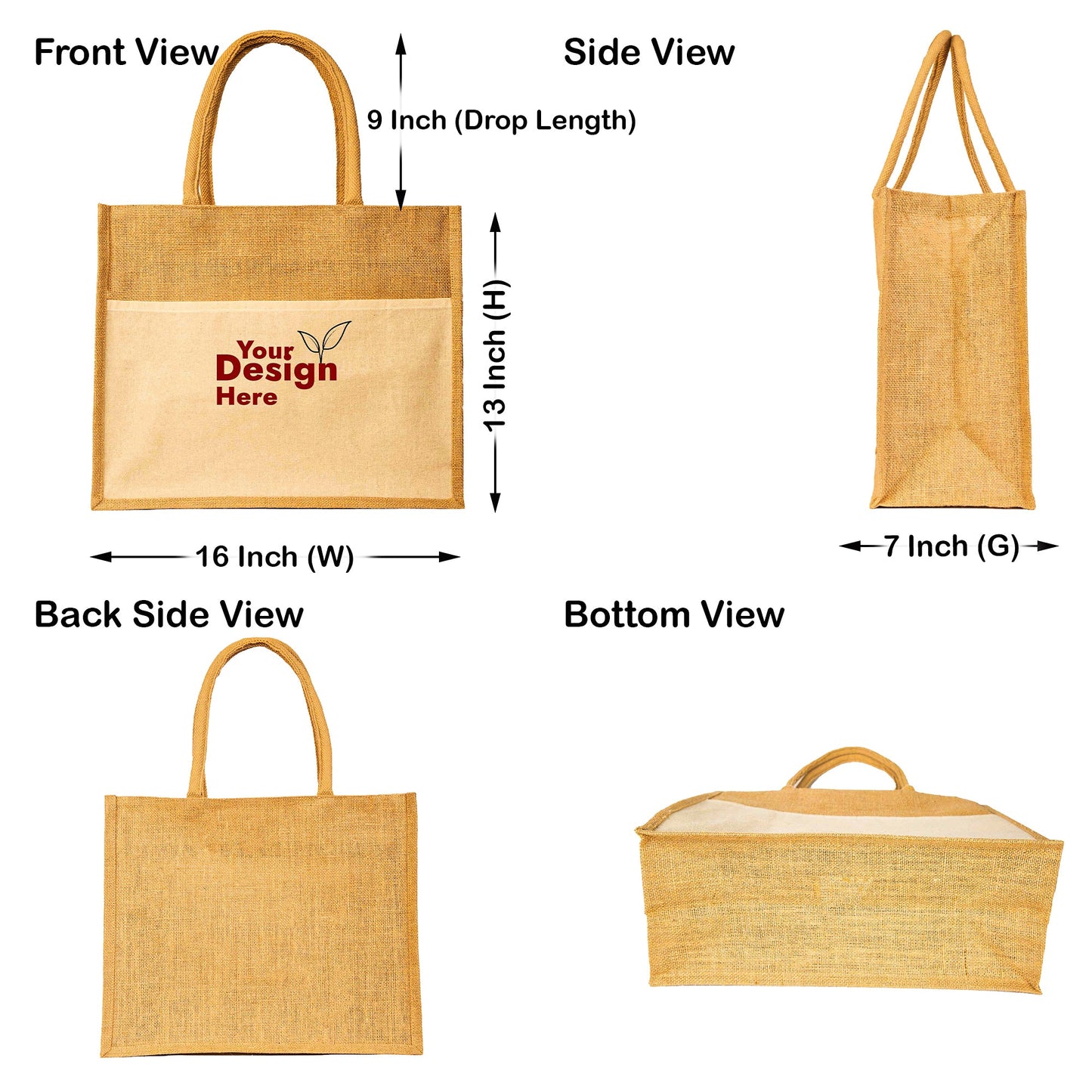 Reusable Jute Tote Bags – Wholesale Durable Totes Bag for Shopping, Beach, Gifts, DIY Crafts, Travel & Wedding (Packs of 8)