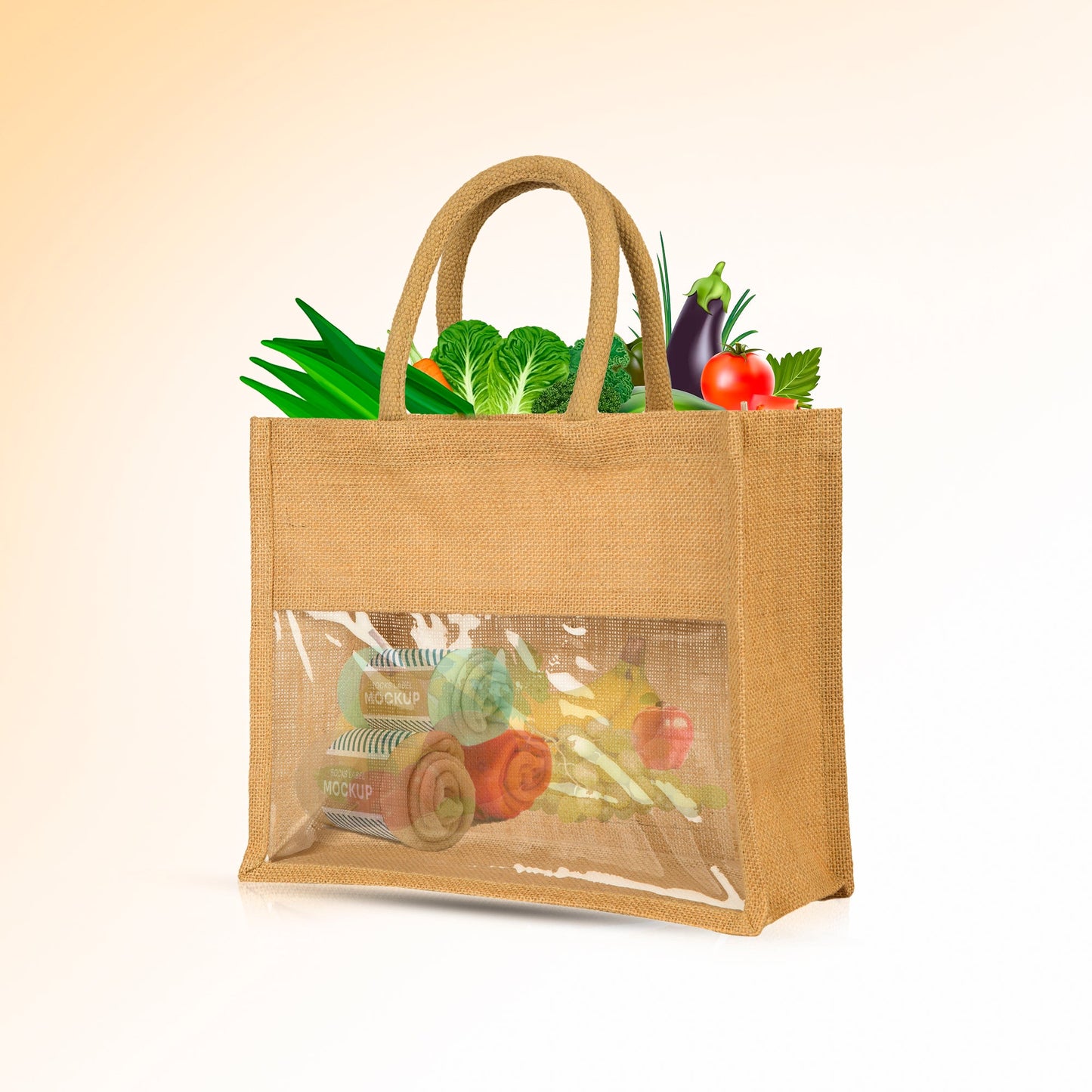 Jute Tote Bags with PVC Window – Wholesale Reusable Bags for Weddings, Christmas Parties & Special Occasions (Set of 8)