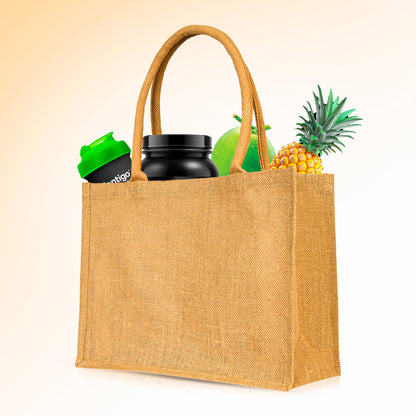 Wholesale Reusable Jute Tote Bags – Burlap Gift Totes for Women, Grocery Shopping, Weddings, Parties & Beach (Set of 8)