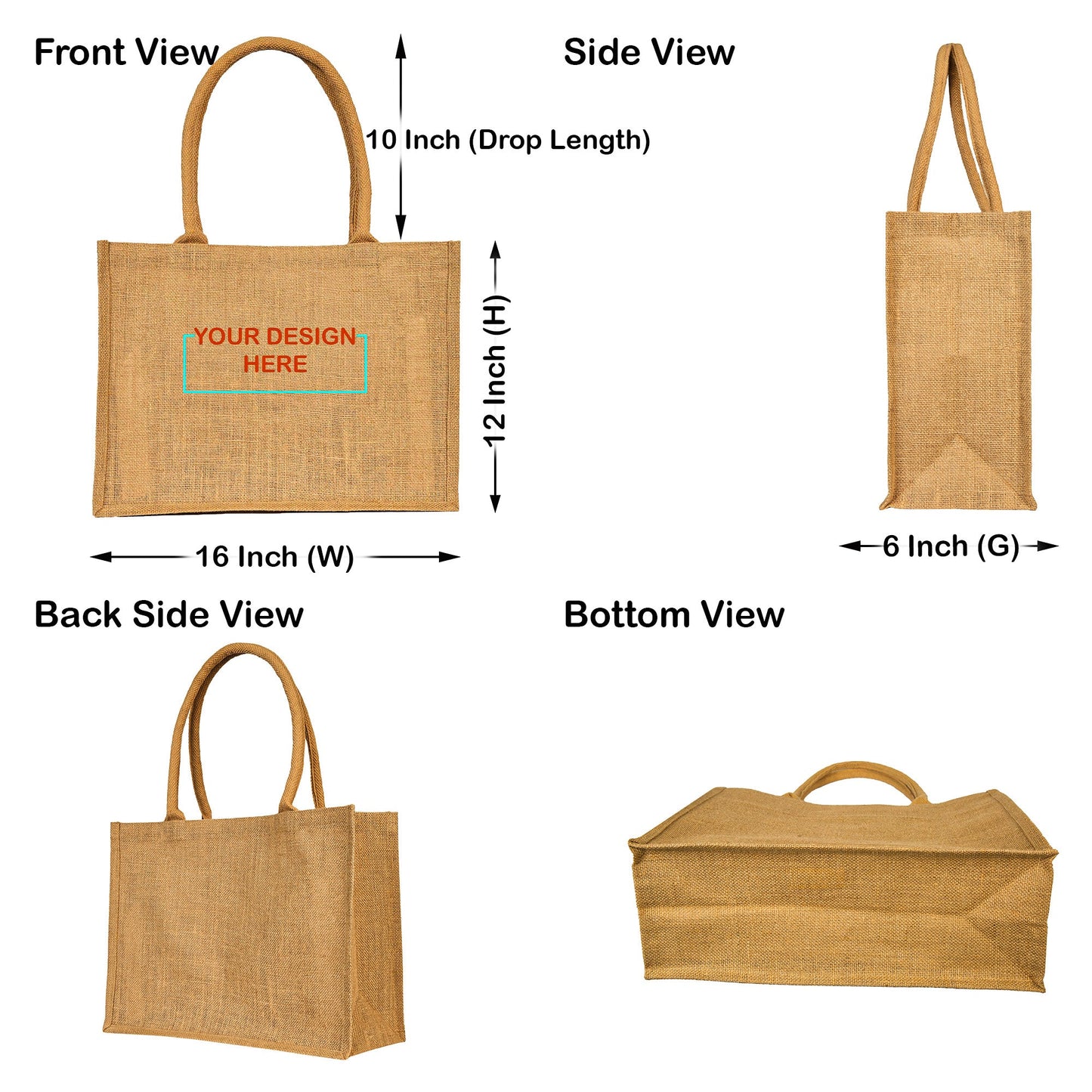 Wholesale Reusable Jute Tote Bags – Burlap Gift Totes for Women, Grocery Shopping, Weddings, Parties & Beach (Set of 8)