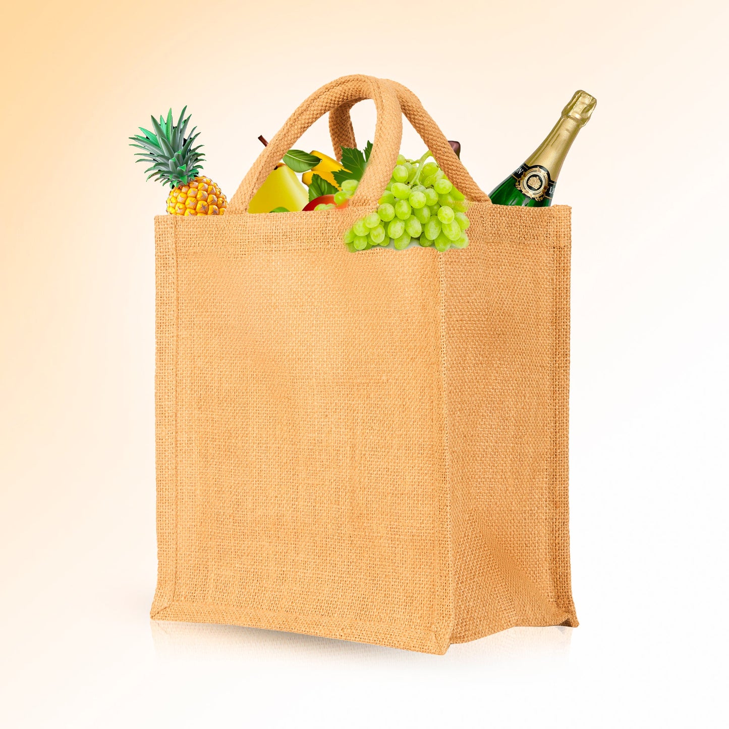 Jute Tote Bags with Tube Handles – Reusable Blank Burlap Gift Bags for Shopping, Weddings & Beach Trips (Packs of 8)