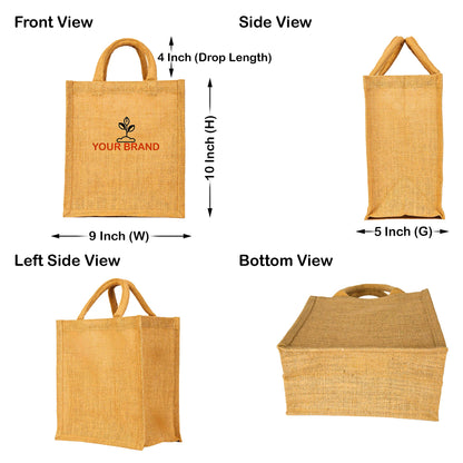 Jute Tote Bags with Tube Handles – Reusable Blank Burlap Gift Bags for Shopping, Weddings & Beach Trips (Packs of 8)