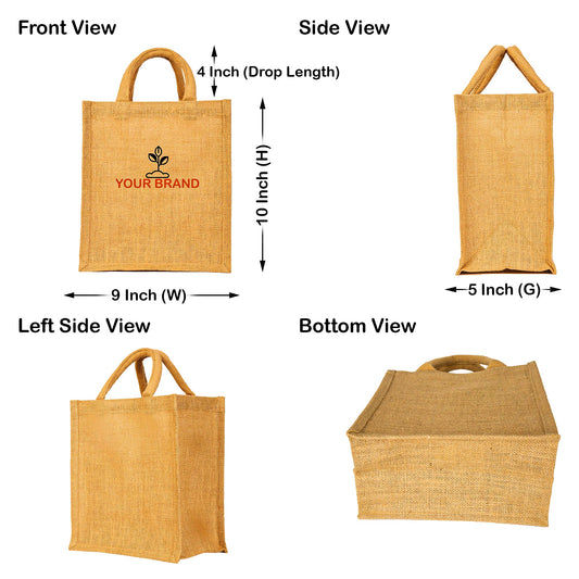 Jute Tote Bags with Tube Handles – Reusable Blank Burlap Gift Bags, Shopping, Weddings,& Beach Trips (Packs of 12)