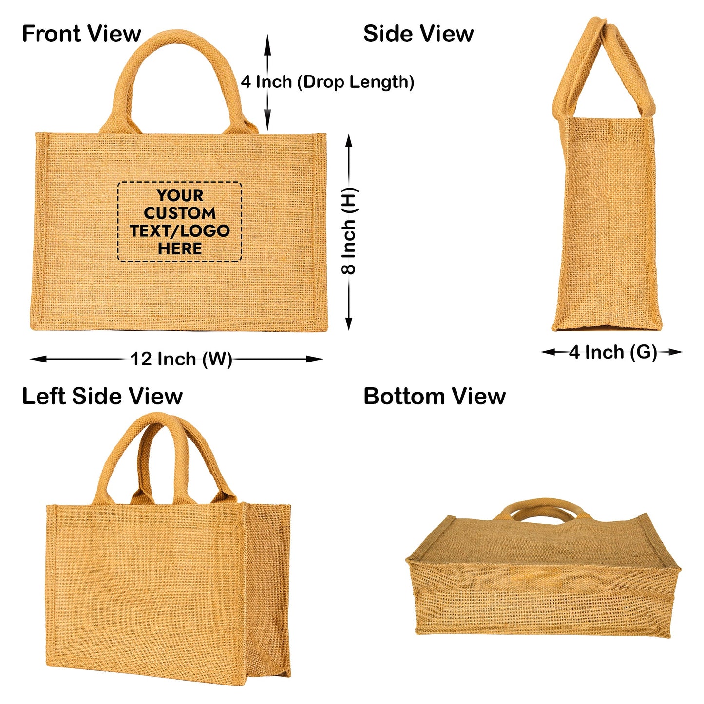 Reusable Wholesale Jute Tote Bags– Perfect for Shopping, Groceries, Bridesmaids, DIY, Weddings, Beach Trips & More (Packs of 12)