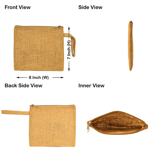 Jute Travel Pouches – Zippered Multipurpose Bags for Makeup, Toiletries, Stationery, and DIY Crafts (Set of 12)