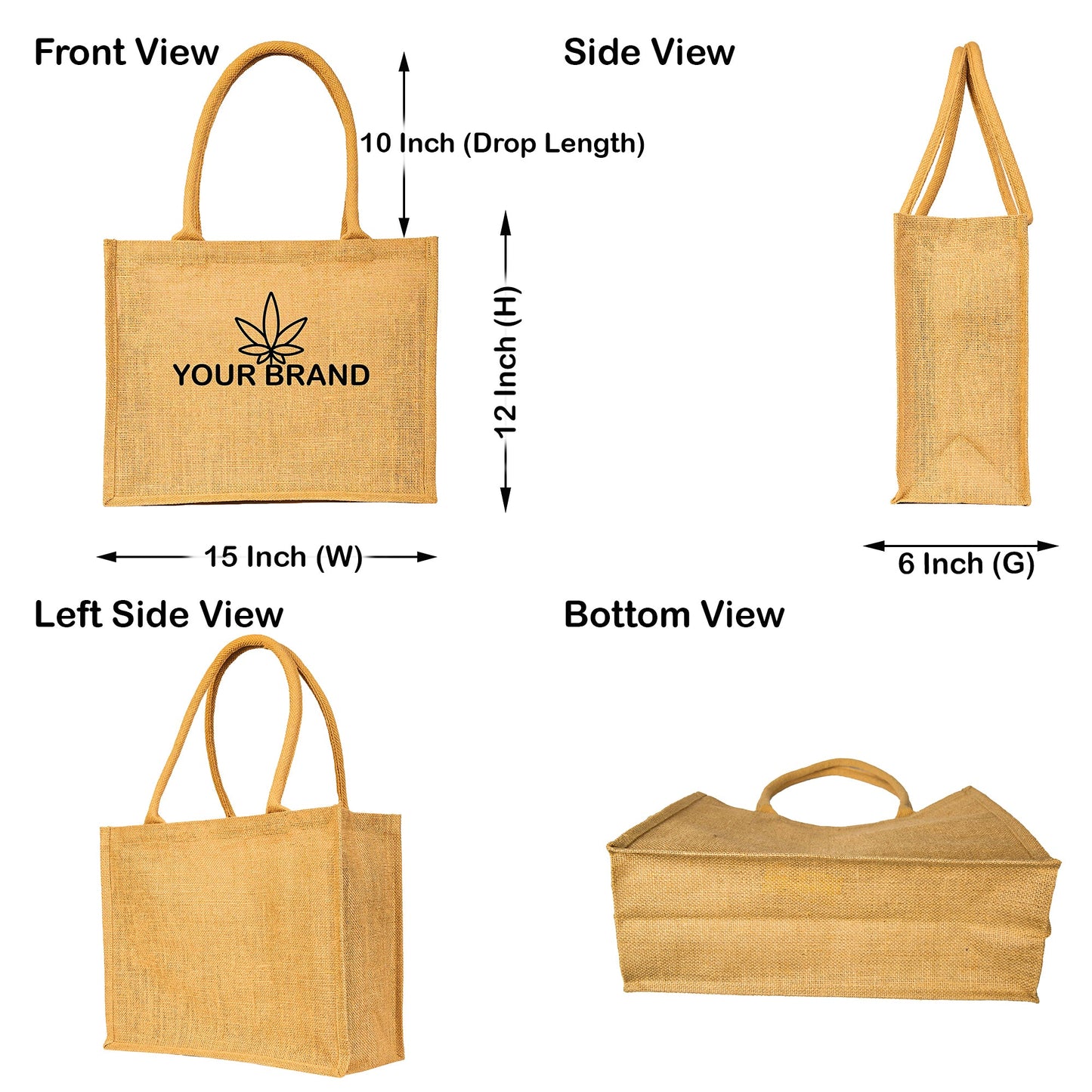 Wholesale Jute Shopping Bags Burlap Totes for Wedding,Daily Use, Shopping, Holidays & Special Occasions (Set of 8)