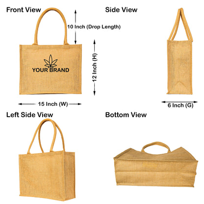 Jute Tote Bags – Sturdy Reusable Burlap Totes for Shopping, Travel, Holidays, Weddings & Everyday Use (Set of 12)