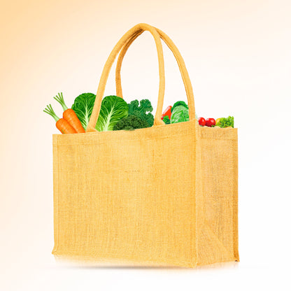 Jute Tote Bags – Sturdy Reusable Burlap Totes for Shopping, Travel, Holidays, Weddings & Everyday Use (Set of 12)