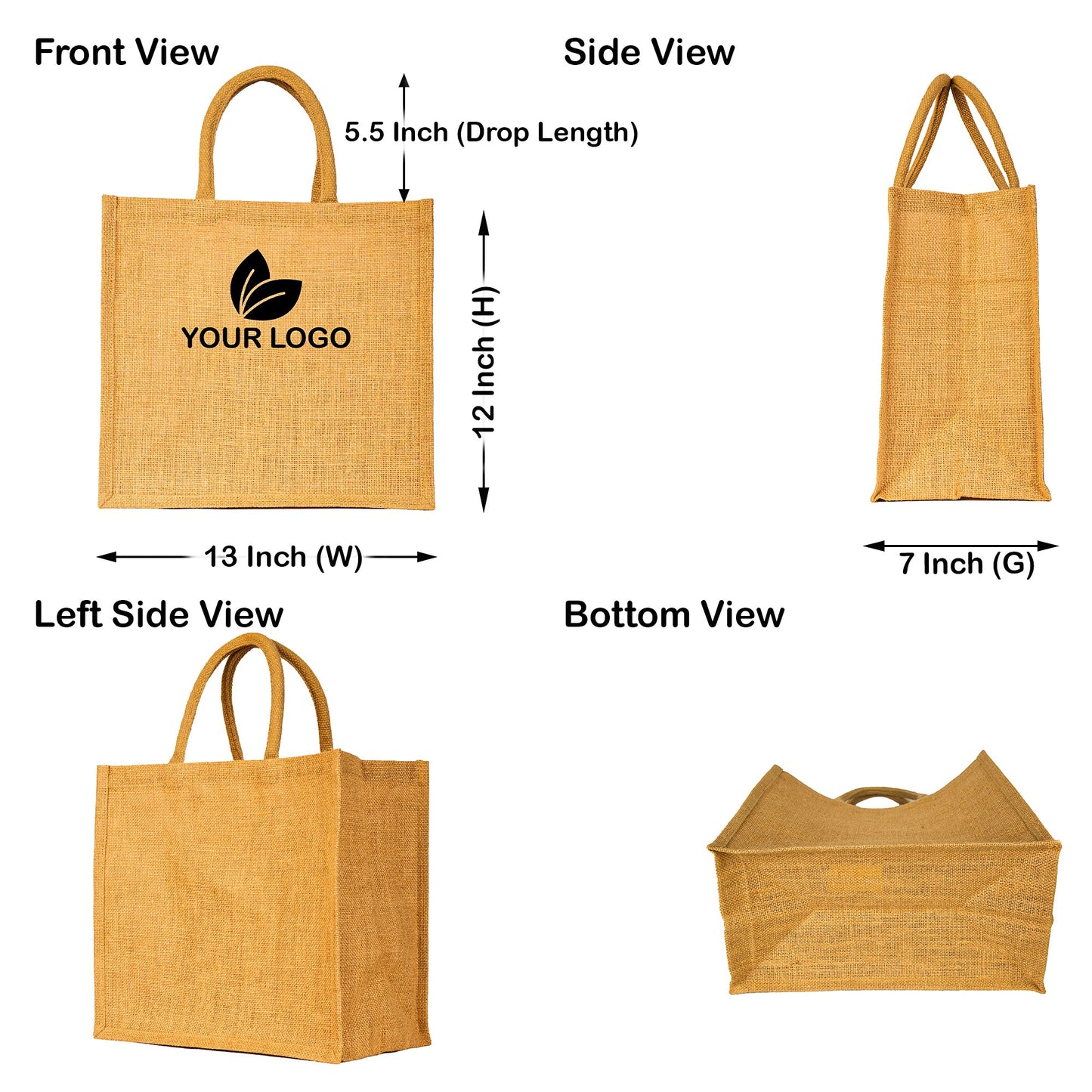 Bright Jute Tote Bags – Reusable Burlap Totes for Daily Use, Shopping, Travel, Holidays & Special Events (Set of 12)