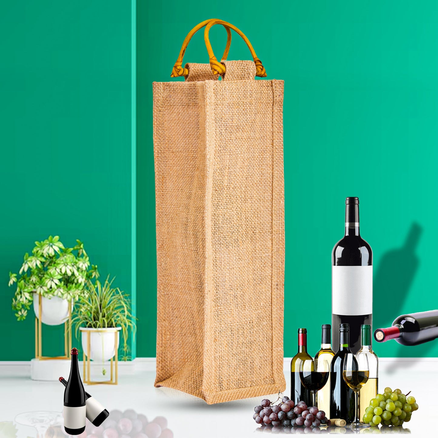 Reusable Jute Wine Bottle Gift Bags s – Ideal for Wine Gifts, Christmas, New Year, Wedding, Parties Favour, Gifting (Packs of 12)