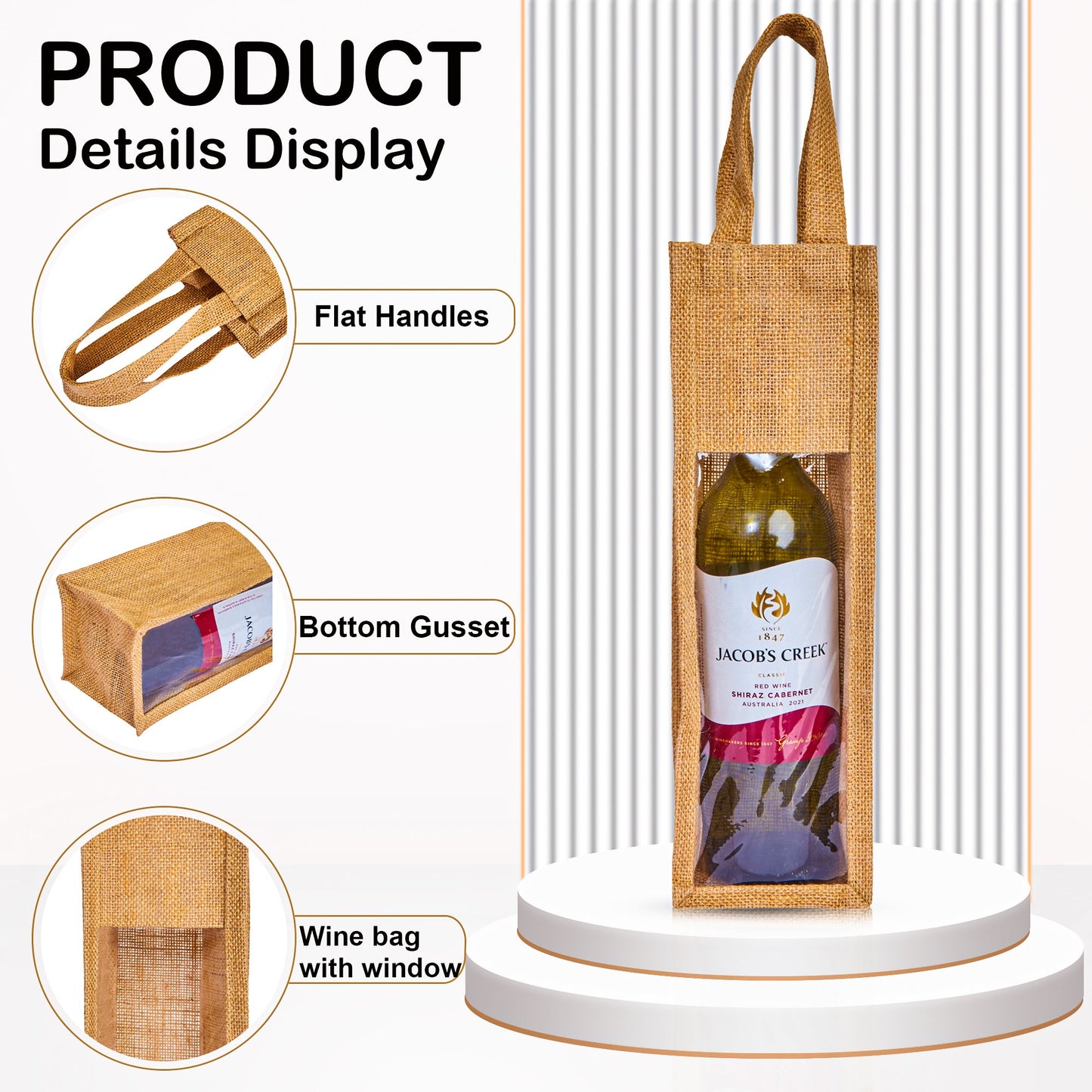 Natural Burlap Jute Wine Gift Bags– Reusable Bottle Totes, Ideal for Parties, Weddings, Christmas & Gift Packaging (Packs of 12 )