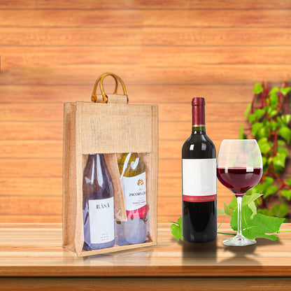 Burlap Wine Gift Bags – Jute Wine Bottle Bags for Weddings, Parties, Birthdays, Holidays, New Year, Christmas & Special Occasion (Packs of 12)