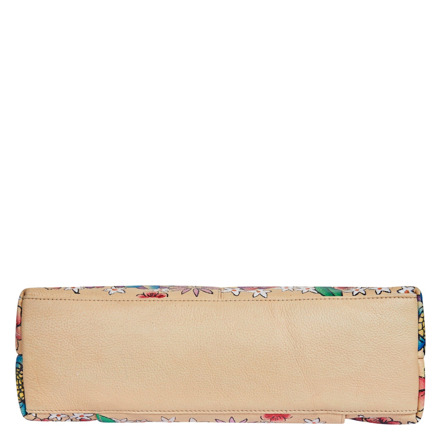 Elegant Leather Hobo Bag with Hand-Painted Floral Design