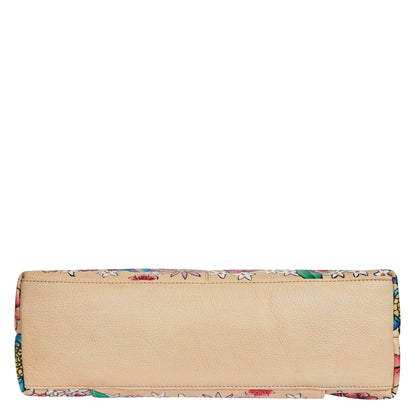 Elegant Leather Hobo Bag with Hand-Painted Floral Design