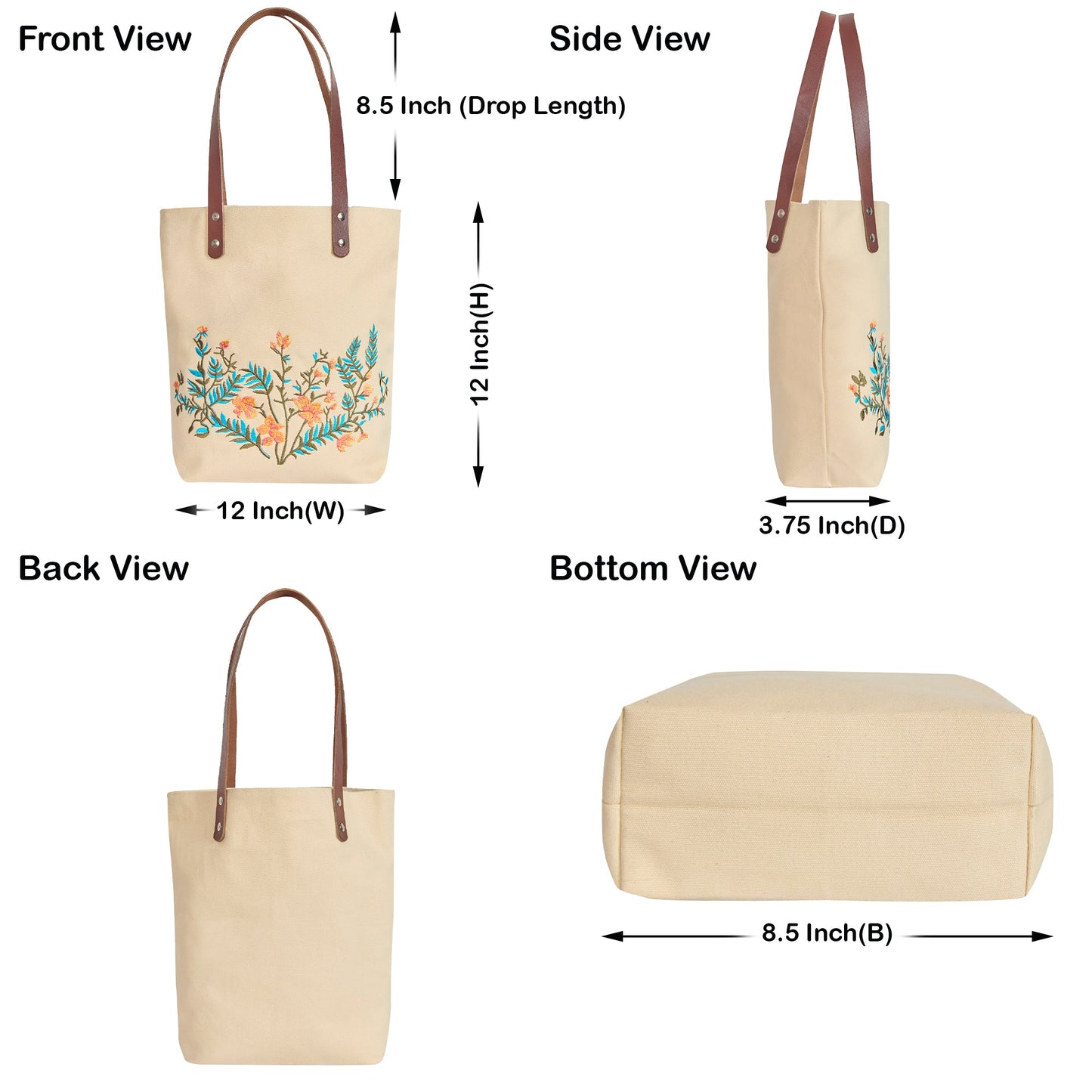 Embroidered Canvas Shoulder Tote Bag for Women For Travel, Gifting, New Year, Christmas, Many More