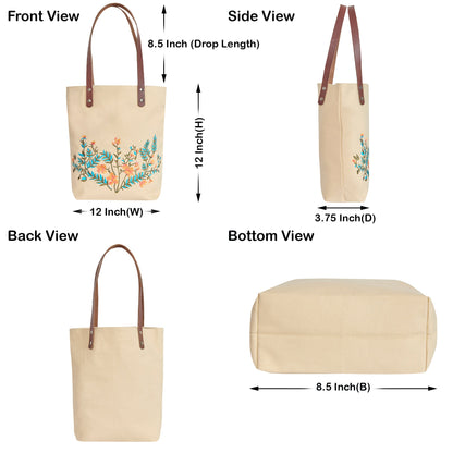 Embroidered Canvas Shoulder Tote Bag for Women For Travel, Gifting, New Year, Christmas, Many More