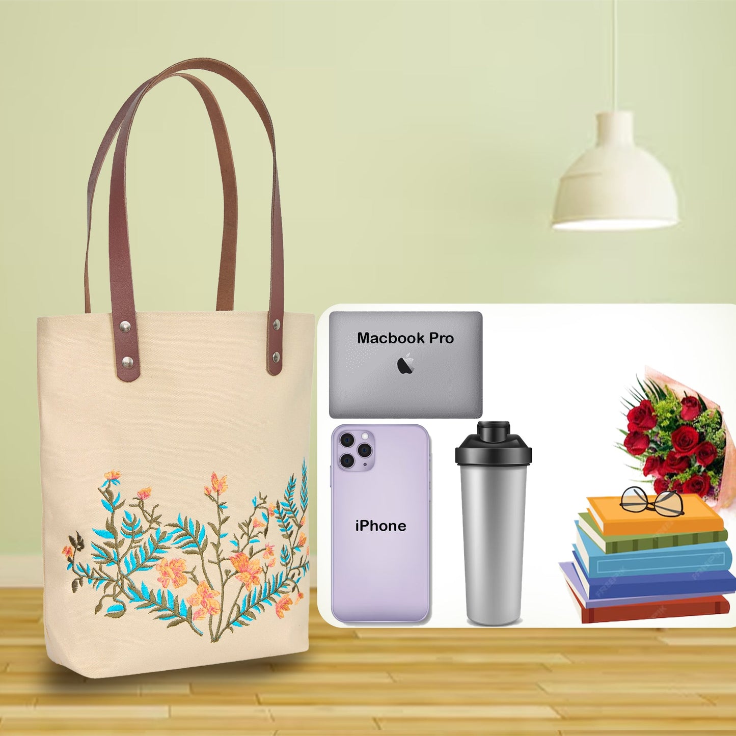 Embroidered Canvas Shoulder Tote Bag for Women For Travel, Gifting, New Year, Christmas, Many More