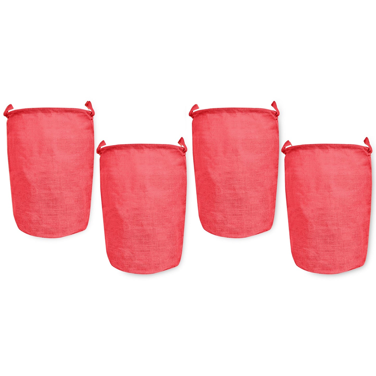 Jute Storage Bags –Laundry Baskets with Handles, Storage Baskets for Living Room, Bedroom, Nursery & Home Organization (Set of 4)