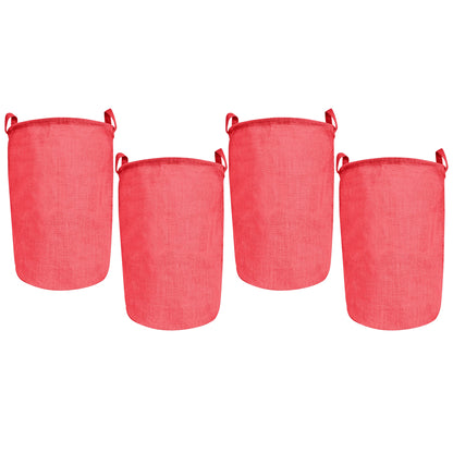 Jute Storage Bags – Laundry Storage Basket with Handles for Living Room, Bedroom – Clothes & Household Storage (Packs of 4)