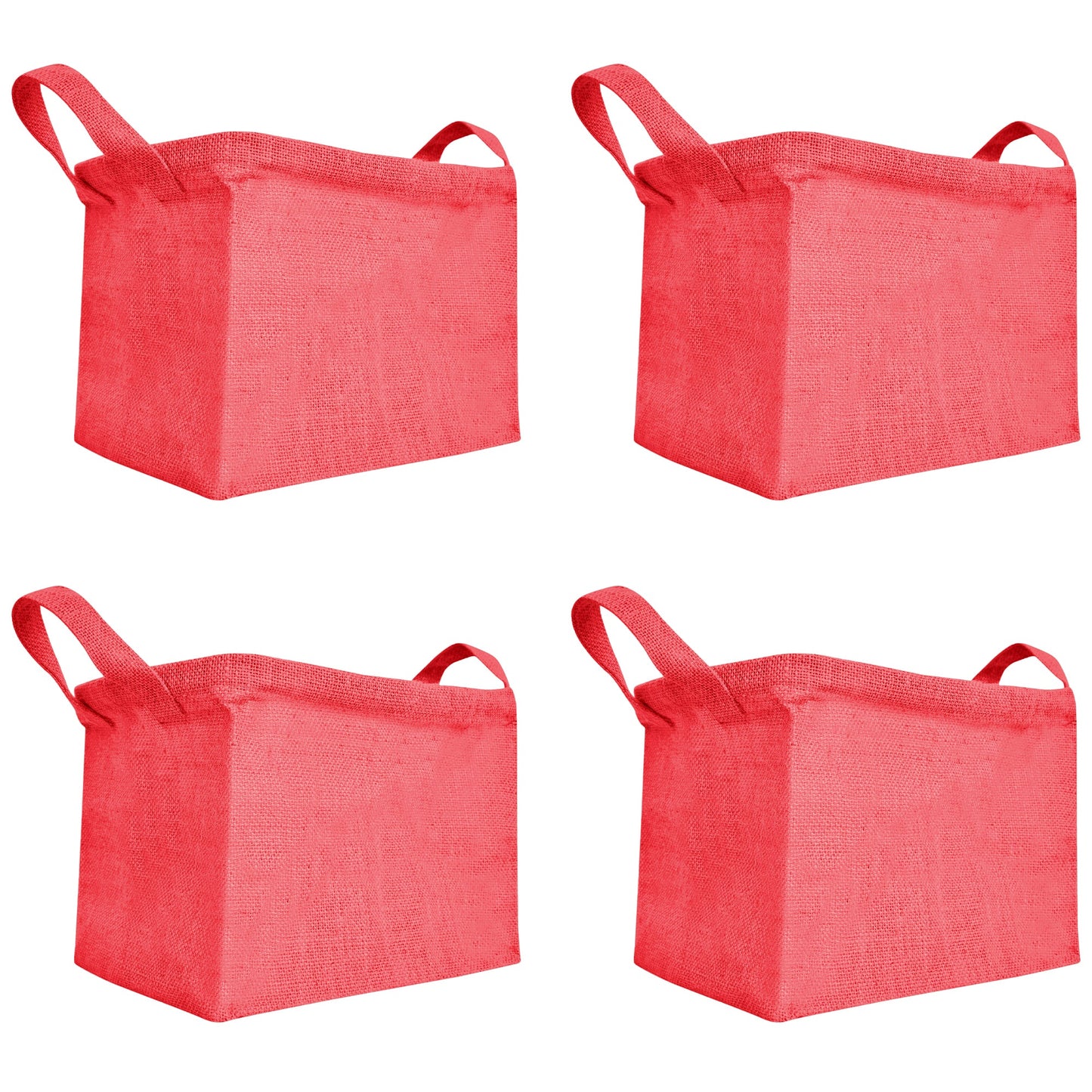 Coloured Jute Organizer Baskets – Storage Basket with Handles for Living Room, Bedroom – Rectangular Bins for Toys, Books & Small Items (Packs of 4)