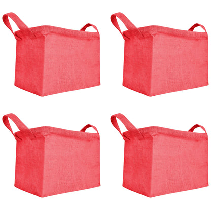 Coloured Jute Organizer Baskets – Storage Basket with Handles for Living Room, Bedroom – Rectangular Bins for Toys, Books & Small Items (Packs of 4)