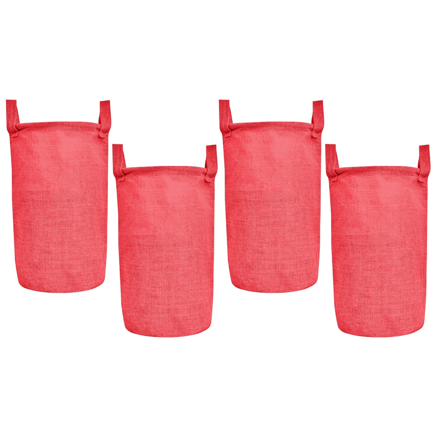 Jute Storage Bins – Set of 4 Foldable Baskets – Laundry Basket Decorative Woven Storage Basket with Handles for Living Room, Bedroom