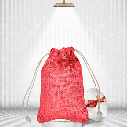 Jute Small Drawstring Bags, Set of 8 – Burlap Pouches Reusable Wedding Christmas, New Year, Thanks Giving Gift Pouches